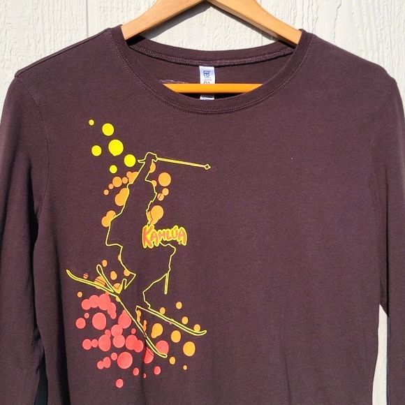BELLA Brown Long Sleeved Cotton Kahlua Skier Shirt size Large - Picture 2 of 15